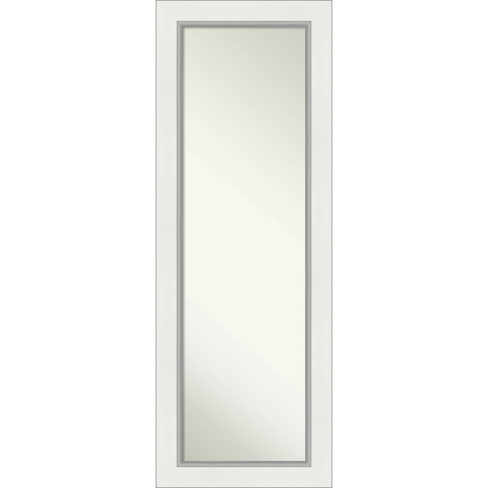 Photos - Wall Mirror 19" x 53" Eva White Silver Framed On the Door Mirror - Amanti Art: Wood Frame, No Assembly Required