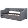 YOOCOZZ Twin Size Upholstered Daybed with Diamond-Tufted Backrest, Rivet Armrests, 2 Storage Drawers - Gray - 3 of 4