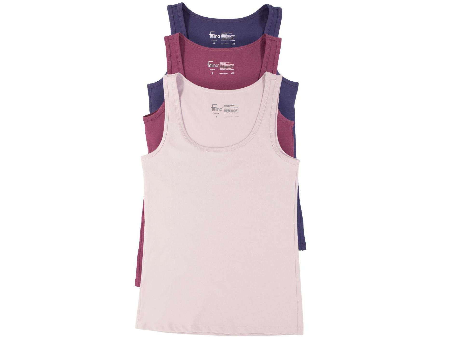 Women's Cotton Modal Stretch Layering Tank Top 3-Pack - Hip Length, Soft, Comfortable, Versatile - Felina
