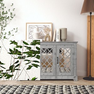 Galano 3-Door Sideboard with Mirrored Cut-Out Storage 45.7" W × 15.7" D × 29.3" H - 1 of 4