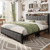 Bed Frame with Charging Station, Rustic Linen Upholstered Platform Bed Frame with Storage Headboard, No Box Spring Needed - 3 of 4