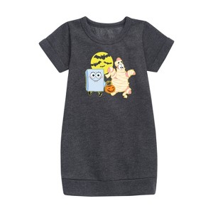 - SpongeBob SquarePants - Patrick Trick Or Treating Graphic Short Sleeve Fleece Dress - 1 of 4