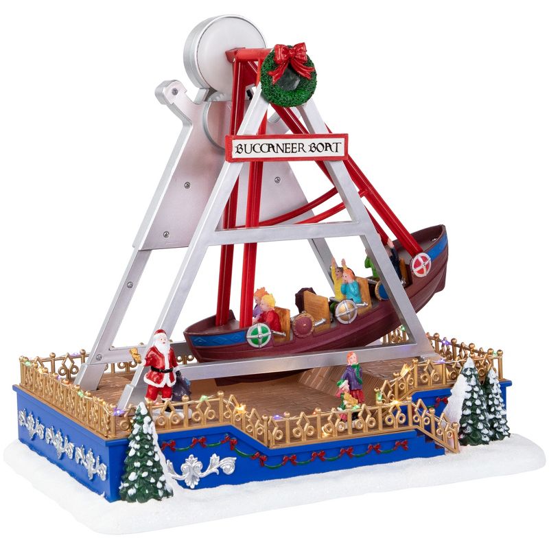 Northlight 13" Animated and Musical Carnival Buccaneer Ride LED Lighted Christmas Village Display, 3 of 5