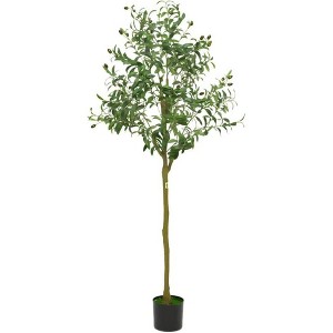 Artificial Olive Tree , Tall Fake Potted Olive Silk Tree with Planter for Office Home Living Room Floor Patio Greening Porch Decor - 1 of 4