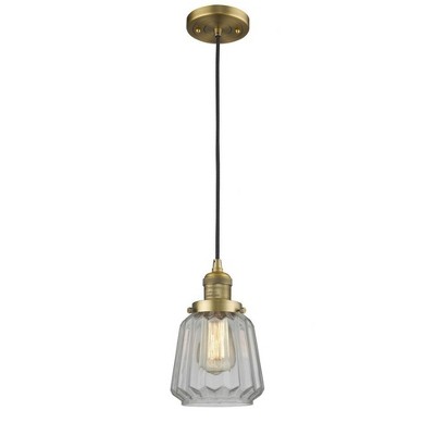 Chatham - 1 Light Cord Hung Mini Pendant In Art Deco Style-11 Inches Tall and 7 Inches Wide