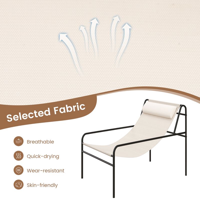 Tangkula Patio Sling Chair Modern Accent Chair w/ Removable Headrest & Sturdy Metal Frame, 5 of 7