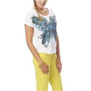 Aeropostale Womens Butterfly Boxy Graphic T-Shirt, White, X-Small - 1 of 2