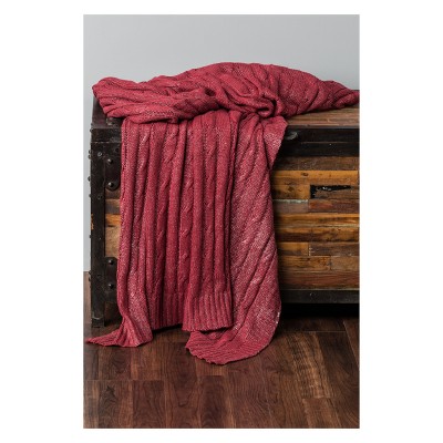  50"x60" Solid Throw Blanket Red - Rizzy Home 