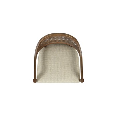 Taupe Beige Oak Cane Back Bar Stool with Acrylic Seat