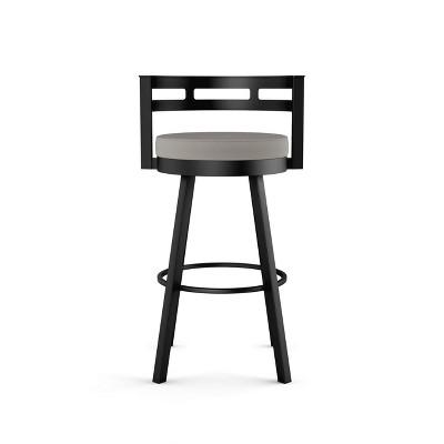 Taupe Grey Faux Leather Swivel Counter Stool with Black Metal Frame