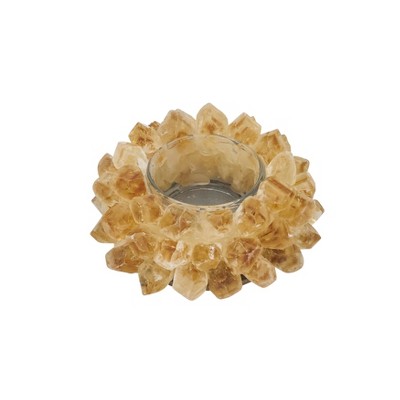 Saro Lifestyle Sunny Glow Citrine Votive Holder, 3", Beige
