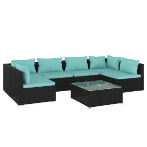 vidaXL Garden Lounge Set Black, Water Blue - 1 of 4