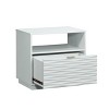 ORRD Modern White Nightstand with Gold Hardware, Ribbed Drawer, Open Shelf, Compact Bedside Table - 2 of 4