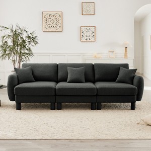 VASIP Boucle Fabric 3-Seater Sofa, Shell-Shaped Armrests & Self-Wrapped Cylindrical Legs, for Living Room & Apartment,Beige - 1 of 4