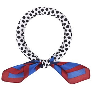 INSPIRE CHIC Women's Polka Dots Stripes Printed Square Contrast Color Satin Neck Scarves 1Pc - 1 of 4