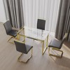 NicBex 51" Dining Table Set for 4 Dining Table Tempered Glass Top Gold Plating Legs with 4 Chairs for Dining Room - 3 of 4