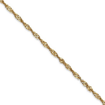 Black Bow Jewelry 2mm, 14k Yellow Gold, Singapore Chain Necklace