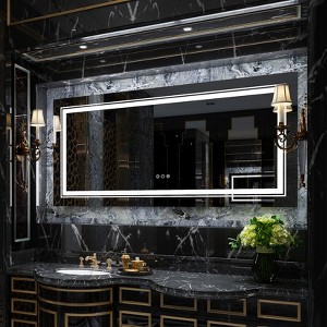 40/60/63in Oversize Led Dual Illuminated Bathroom Mirror Wall Mount Antifog Vanity Mirrors Shatterproof Aluminum - 1 of 4