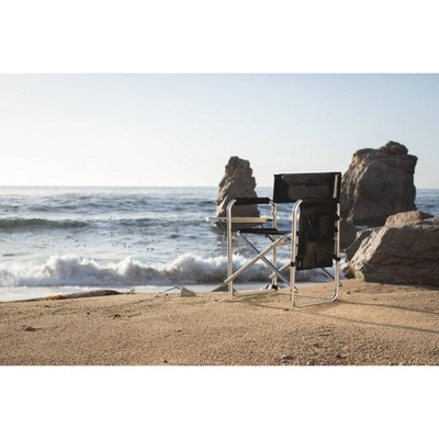 Black Aluminum Camping Chair with Side Table and Storage