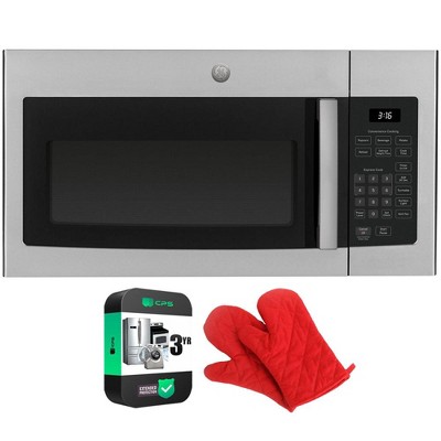 GE 1.6 Cu. Ft. Over-the-Range Microwave Oven Steel w/ Oven Mitt & 3 Year Warranty
