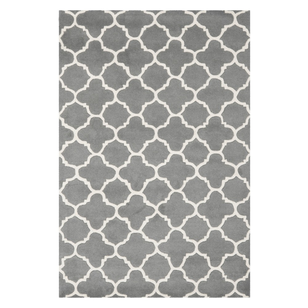 4'x6' Lena Quatrefoil Design Tufted Accent Rug Dark Gray/Ivory - Safavieh