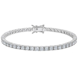 Tennis Bracelet for Women Sterling Silver 8A CZ Round 3mm or 5mm 7" or 8" Length by Ginger Lyne - 1 of 4
