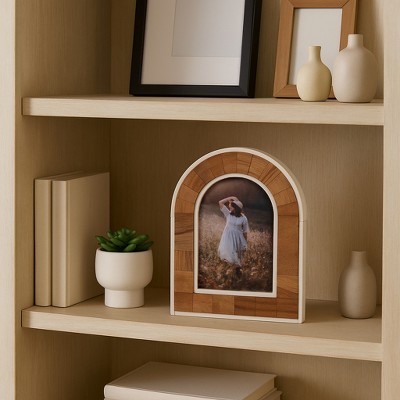 Decorative Arched Picture Frame with Wooden Gerometric Design - Modern ...