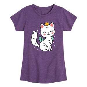 Girls' - Instant Message - Kawaii Princess Cat Fitted Short Sleeve Graphic T-Shirt - 1 of 4