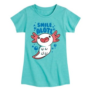Girls' - Instant Message - Smile Alotl Fitted Short Sleeve Graphic T-Shirt - 1 of 4