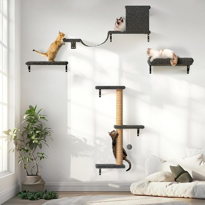 FUKUMARU Cat Wall Shelves, Stable & Safe 4 in 1 Large Cat Wall Furniture Set