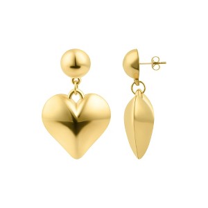 Adornia 14k Gold Plated Puffy Heart Drop Earrings - 1 of 4