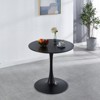 FONTOI 31.50" Round End Table with Metal Pedestal for 2-4 people, Side Table for Living Room Bedroom Small Space, White, 31.5"*28.74"*31.5" - 2 of 4