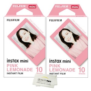 Fujifilm Instax Mini Pink Lemonade Film 2 Pack (20 Exposures) + Quality Photo Fiber Cloth - 1 of 2