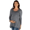 Maternity Long Sleeve Solid Color Swing Style Flared Tunic Top - 24seven Comfort Apparel™ - 2 of 4