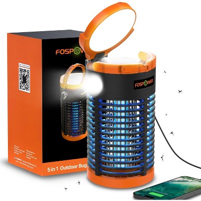FosPower Electric Bug Zapper Indoor, Solar Bug Zapper Outdoor IPX3 w/ 29600mWh Power Bank, Flashlight, Mosquito Zapper Trap Catcher For Camping