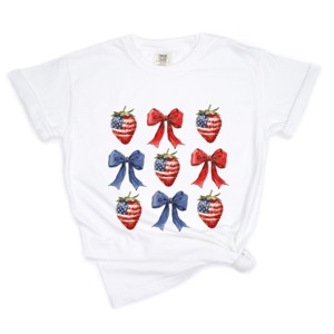 Simply Sage Market Coquette Bows And USA Strawberries Garment Dyed Tee - 1 of 4