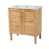 TiramisuBest 30"Antique Bathroom Vanity with Ceramic Sink,Mid-Century Modern Cabinet,2 Soft-Close Doors,Large Storage,Retro Freestanding,Brown - 3 of 4