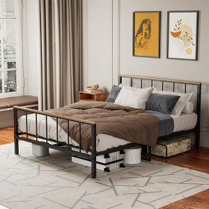 Metal Platform Bed frame with Headboard and Footboard,Sturdy Metal Frame,No Box Spring Needed(Queen) - 1 of 4