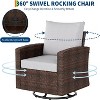 GustoWave 3-Piece Patio Wicker Swivel Rocking Chair Set with Rattan Side Table and Cushions, Outdoor Bistro Rocking Chair Set for Porch Deck Pool - 3 of 4