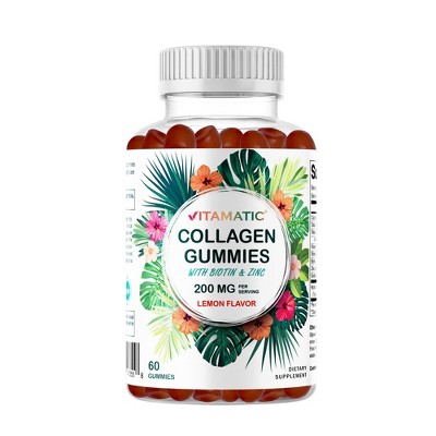 Hydrolyzed Collagen Gummies with Vitamin C, Zinc and Biotin, 200mg - 60 Gummies