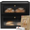 MOEPISY Vintage Breadbox Bread Storage Container Farmhouse Food Organizer Pantry Shelf (Black) - 2 of 4