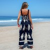 Women's Bohemian Chic Navy Jumpsuit with Ornate White Print - Cupshe - 4 of 4
