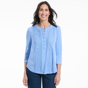 Lands' End Women's 3/4 Sleeve Lightweight Jersey Embellished Top - 1 of 4