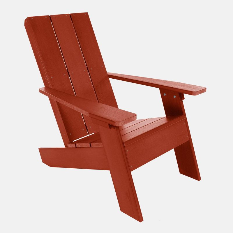 3pc Outdoor Set with Italica Modern Adirondack Chairs &#38; Side Table - Rustic Red - highwood, 4 of 7