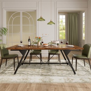 Aheaplus Farmhouse Dining Table for 8 People, 70.8-Inch Rectangular Wood Kitchen Table - 1 of 4