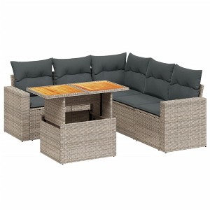 vidaXL Garden Sofa Set Grey PE rattan Large Adjustable Armrests - 1 of 4