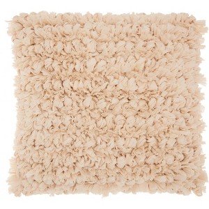 HomeRoots Loose Luscious Shag Beige Throw Pillow - 1 of 4