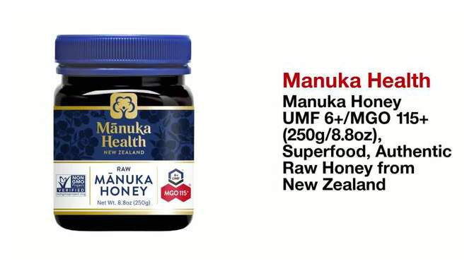 Manuka Health Manuka Honey UMF 6+/MGO 115+ (250g/8.8oz), Superfood, Authentic Raw Honey from New Zealand, 2 of 10, play video