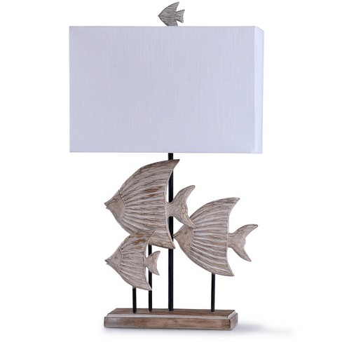 Rona Carved Fishes Table Lamp With, Fish Table Lamp Shades Uk