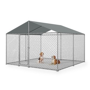 XBRIGH Heavy Duty Outdoor Dog Kennel with Waterproof Cover,UV-Resistant Roof,and Secure Locking Mechanism for Large Dogs,Durable Metal Enclosure - 1 of 4